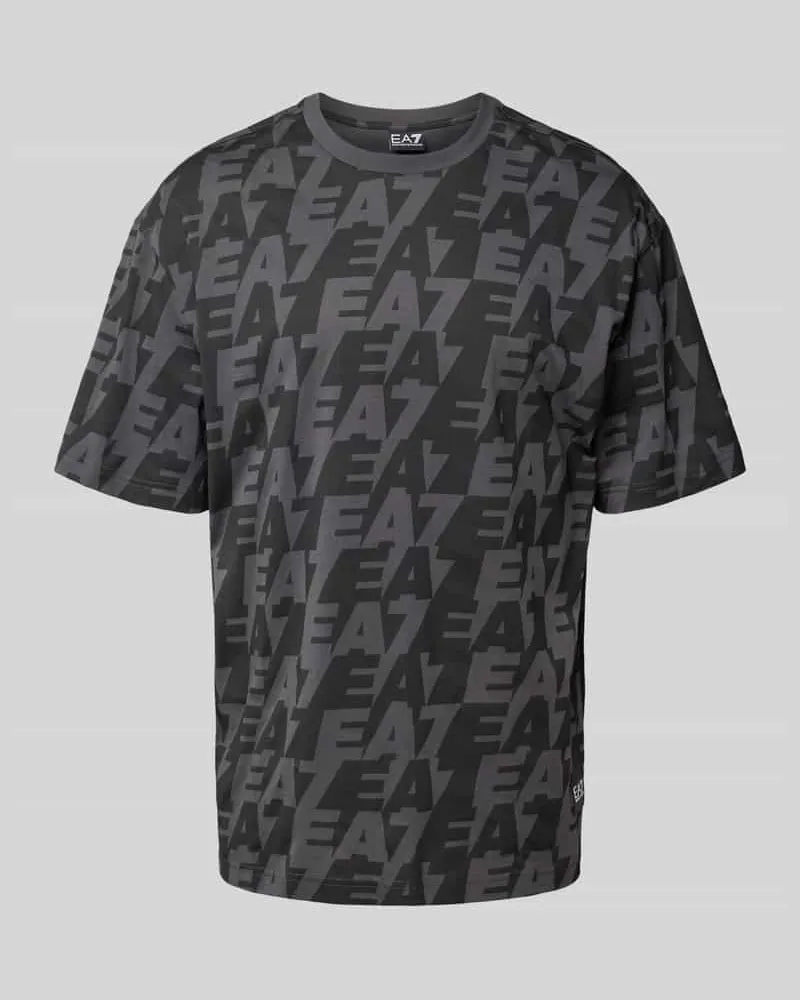 EA7 T-Shirt mit Allover-Label-Print 