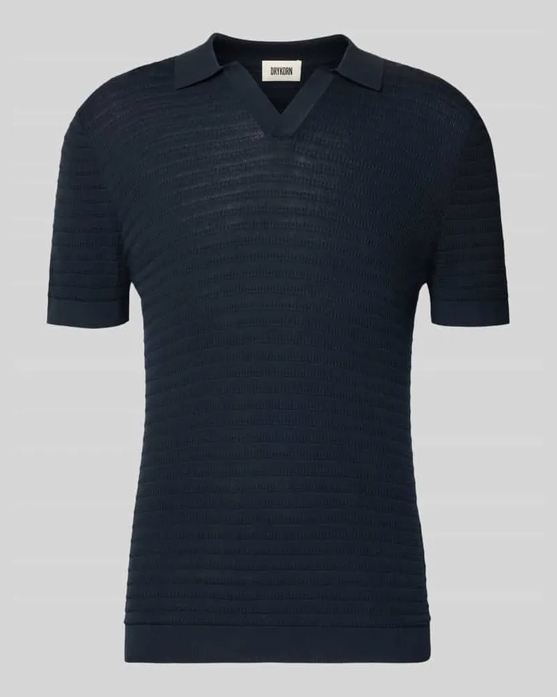 Drykorn Slim Fit Strick-Poloshirt mit Strukturmuster Modell 'BRAIAN Dunkelblau