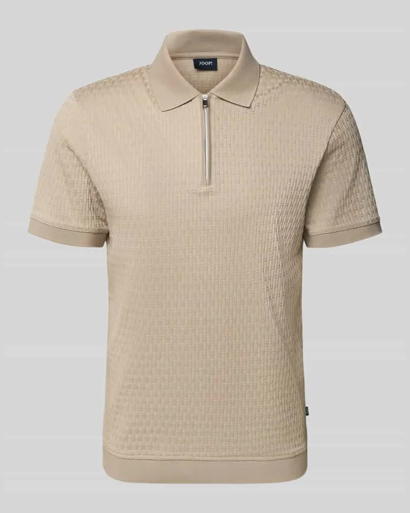 JOOP! Slim Fit Poloshirt mit Reißverschluss Modell 'Franciscojose Beige