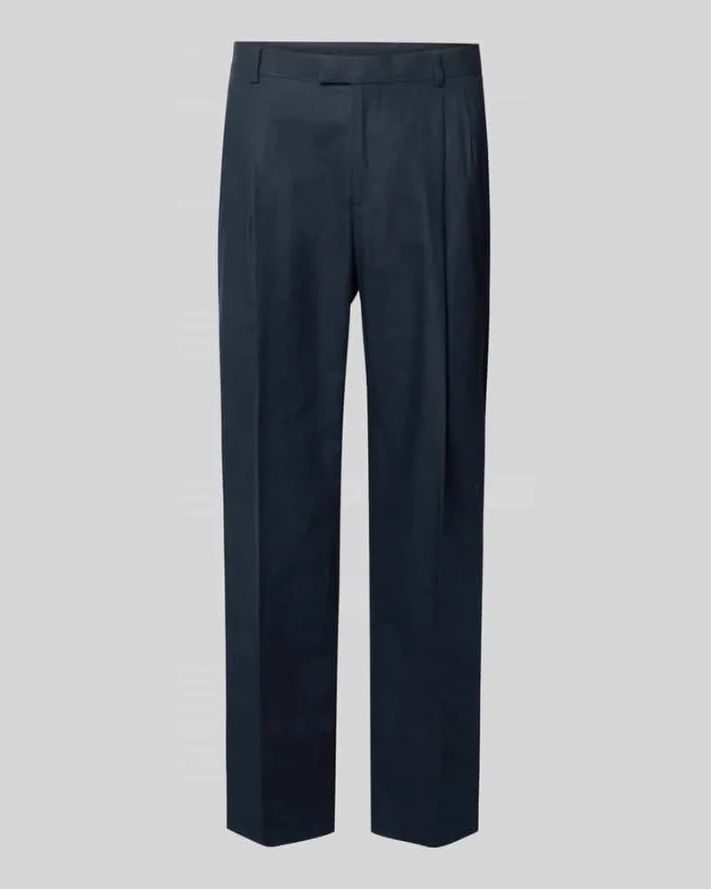 McNeal Anzughose aus Leinen-Mix mit Bügelfalten Marine