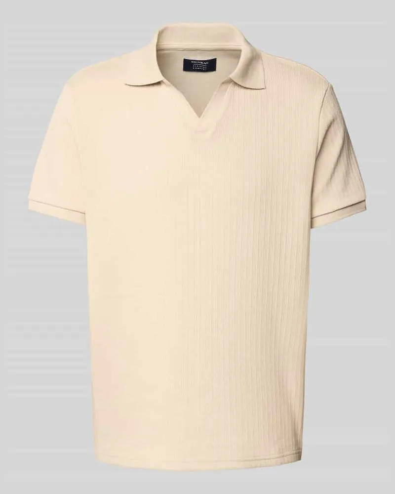 McNeal Regular Fit Poloshirt mit V-Ausschnitt Beige