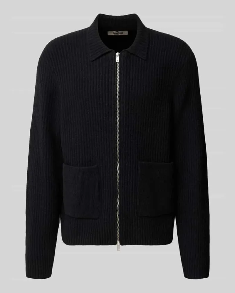 Only & Sons Strickjacke mit Reißverschluss Black