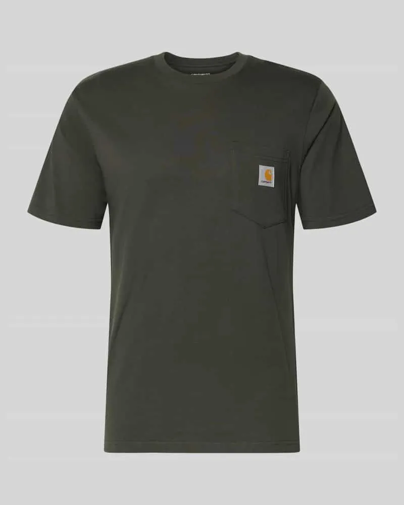 Carhartt WIP Regular Fit T-Shirt mit Logo-Patch Schlamm