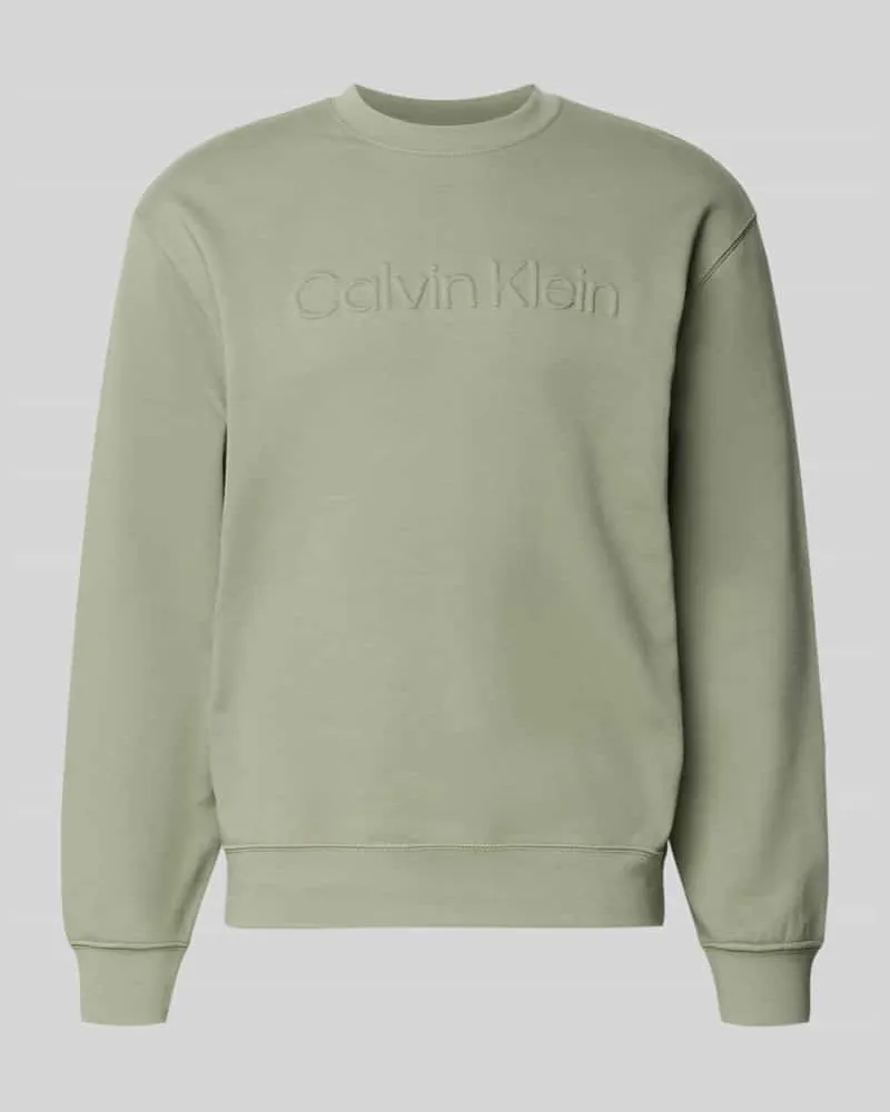 Calvin Klein Sweatshirt mit Rundhalsausschnitt und Logo Mittelgrau