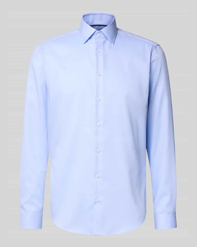 Christian Berg Regular Fit Business-Hemd aus reiner Baumwolle mit Kentkragen Bleu