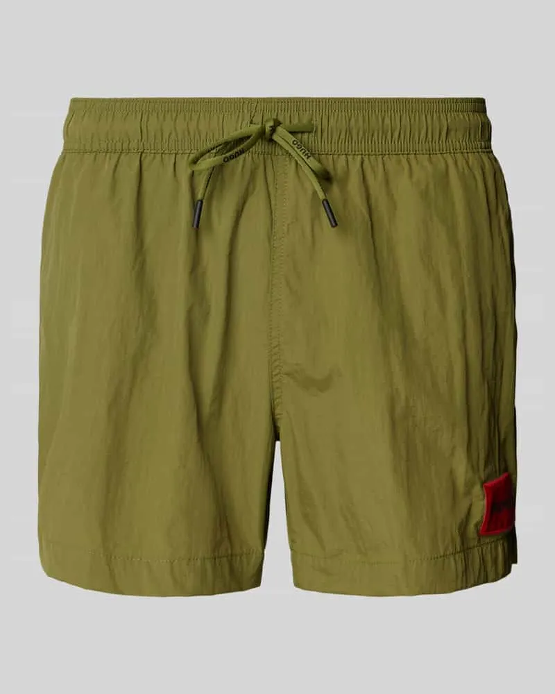 HUGO BOSS Regular Fit Badehose mit Label-Patch Modell 'DOMINICA Khaki