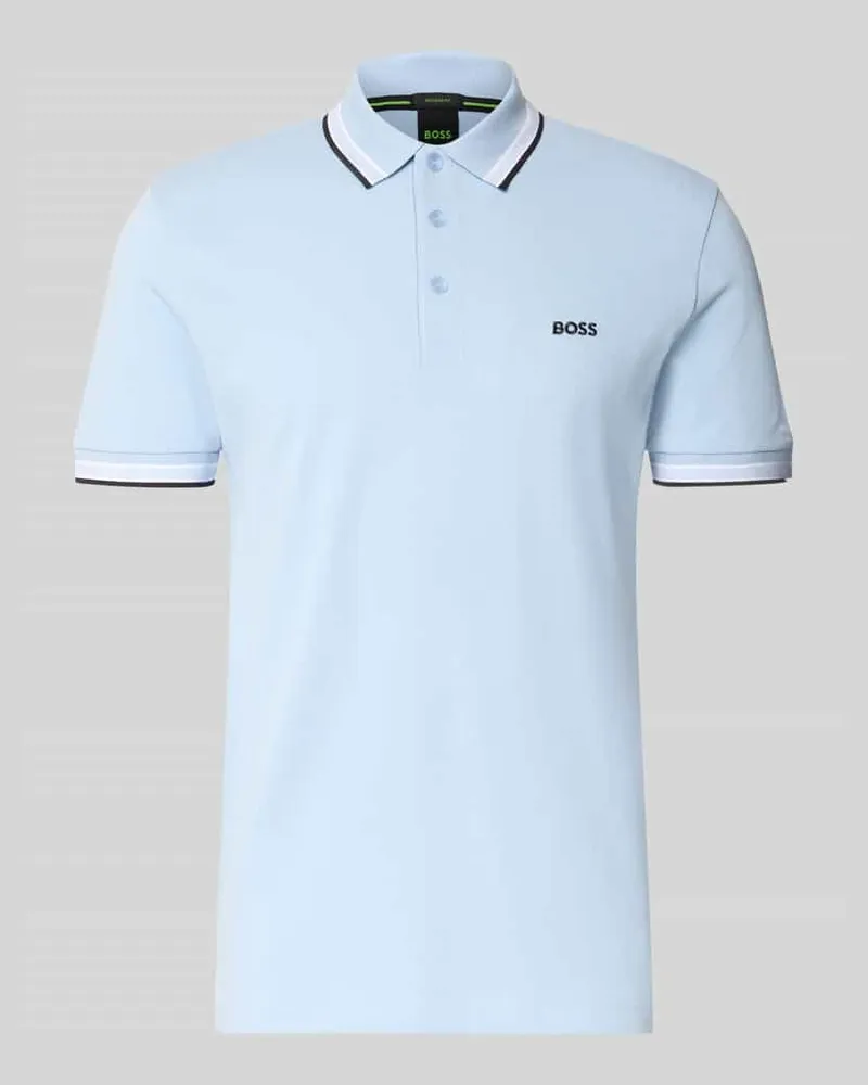 HUGO BOSS Regular Fit Poloshirt mit Label-Stitching Modell 'Paddy Blau
