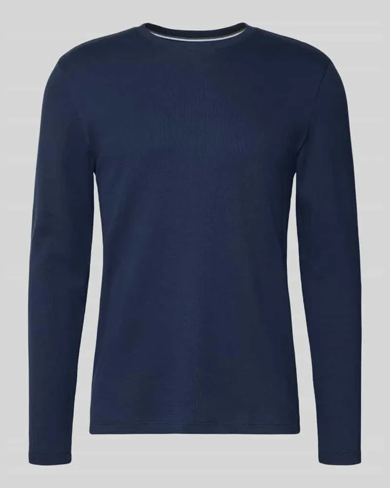 Christian Berg Longsleeve mit Strukturmuster und Rundhalsausschnitt Marine