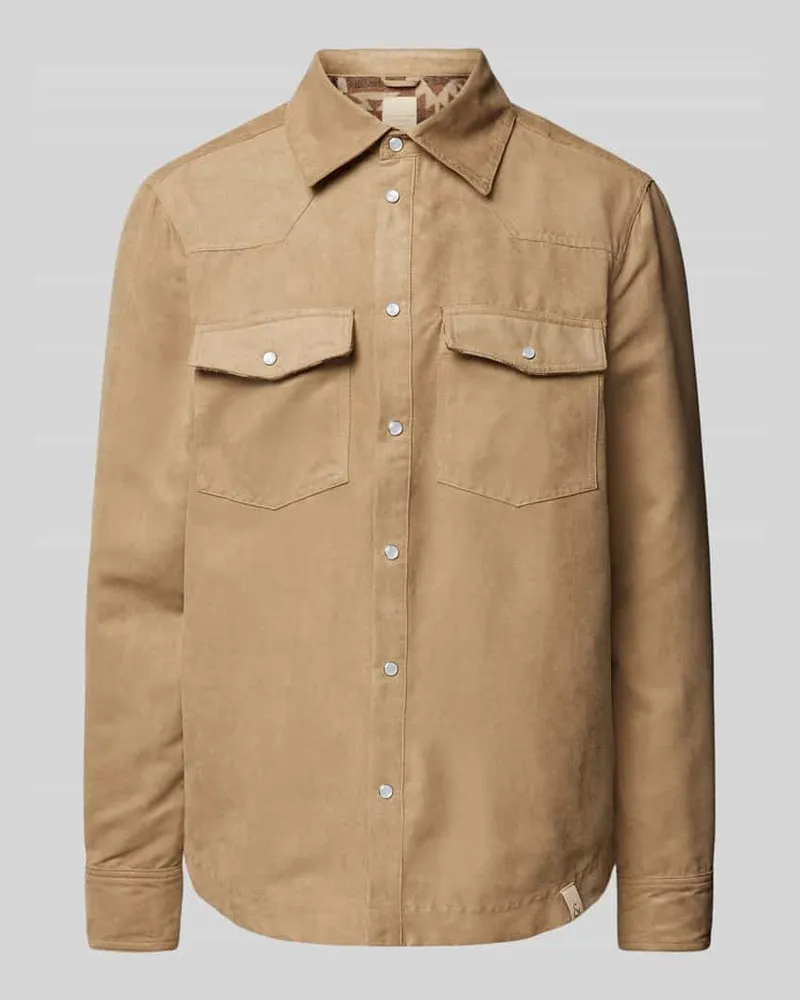colours & sons Hemdjacke mit Knopfleiste Beige