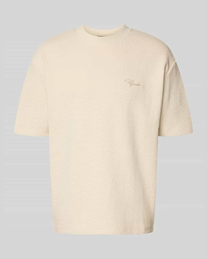 PEGADOR Oversized T-Shirt mit Strukturmuster und Label-Stitching Offwhite