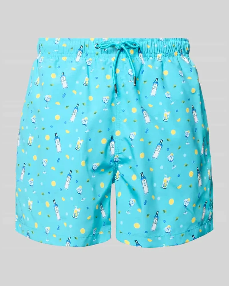 McNeal Badehose im Allover-Look mit elastischem Bund Tuerkis