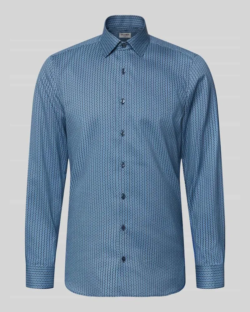 Olymp Slim Fit Businesshemd aus Baumwoll-Mix mit Kentkragen Marine