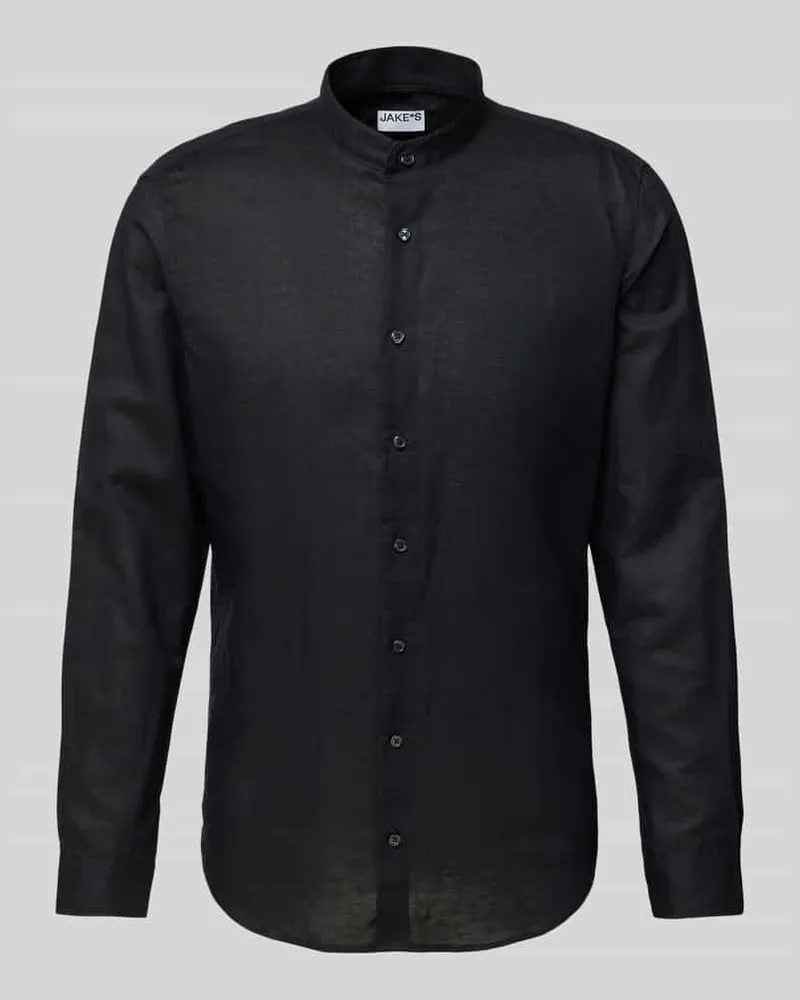 JAKE*S Slim Fit Freizeithemd aus Leinen-Baumwoll-Mix 