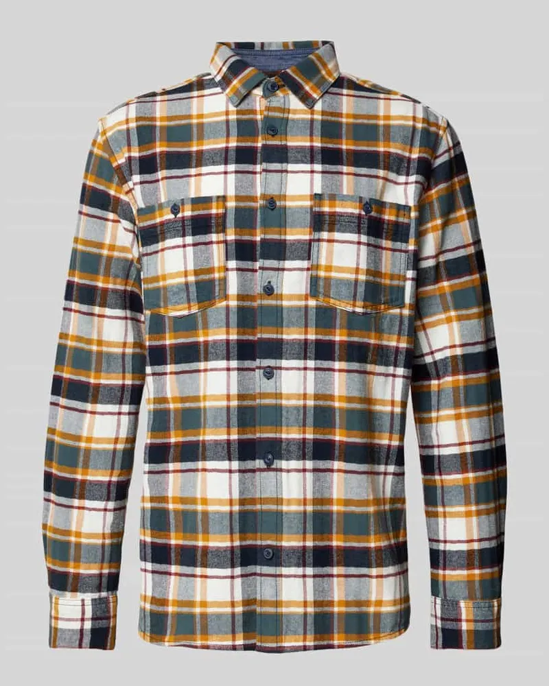 Tom Tailor Regular Fit Flanellhemd aus reiner Baumwolle mit Karomuster 