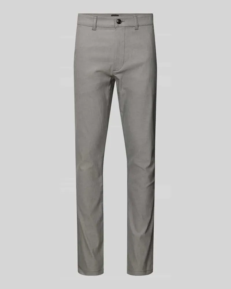 HUGO BOSS Slim Fit Chino aus Baumwoll-Mix mit Leinen und Viskose-Anteil Modell 'Chino-Slim-2 Mittelgrau