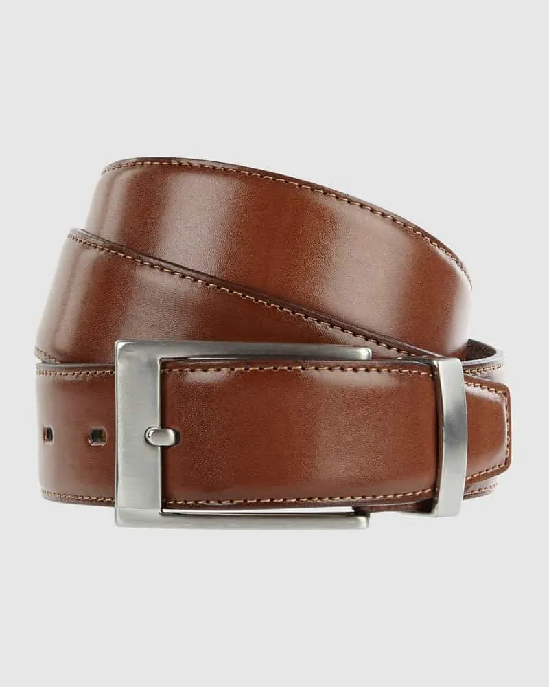Monti Ledergürtel mit Dornschließe aus Metall Cognac