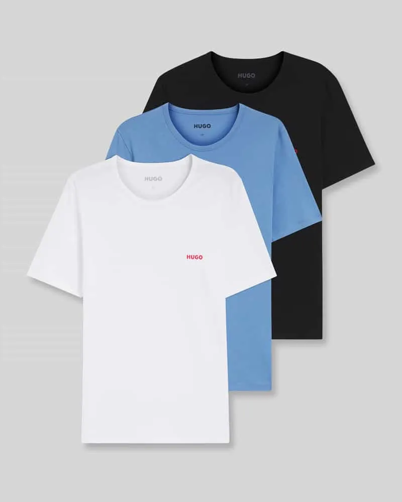 HUGO BOSS Regular Fit T-Shirts aus reiner Baumwolle im 3er-Pack Blau