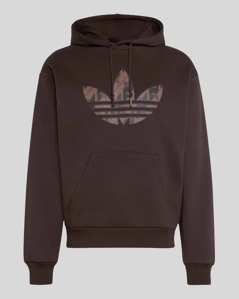 adidas Regular Fit Hoodie aus Baumwoll-Mix mit Logo-Print Dunkelbraun
