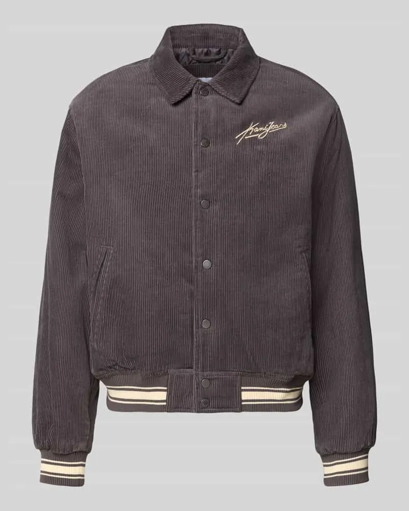 Karl Kani College-Jacke aus Cord mit Label-Stitching Dunkelgrau