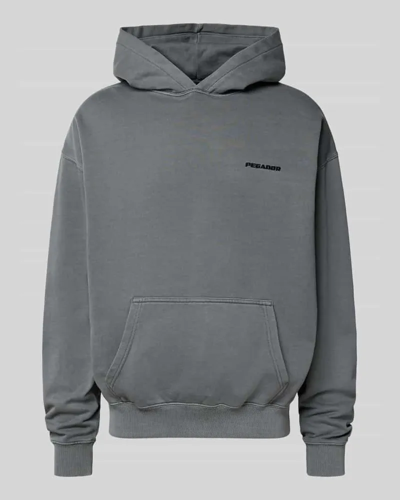 PEGADOR Oversized Hoodie mit Logo-Stitching und Känguru-Tasche 
