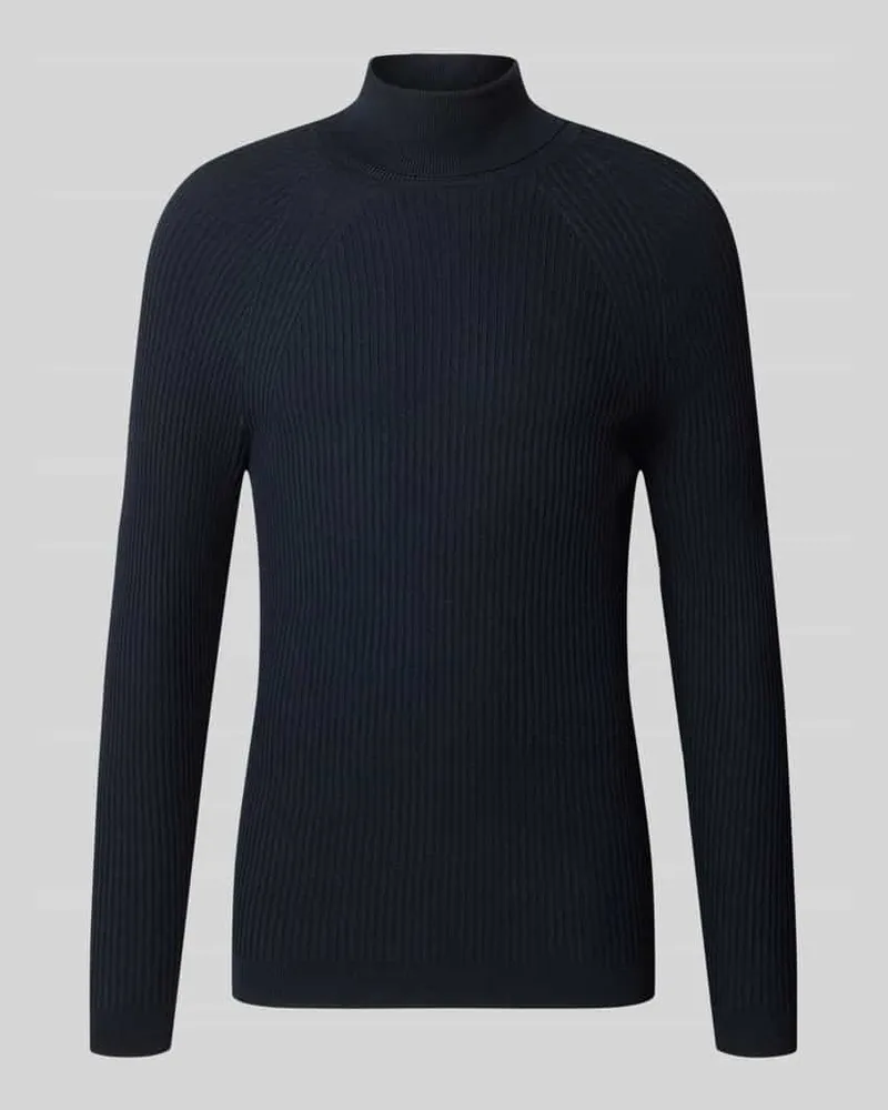 Antony Morato Rollkragenpullover aus Viskose-Mix in Ripp-Optik Marine