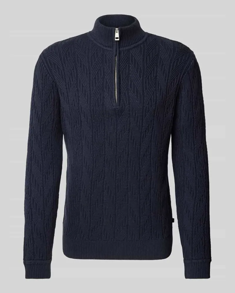 Tom Tailor Regular Fit Troyer aus Baumwoll-Mix mit Zopfstrickmuster 