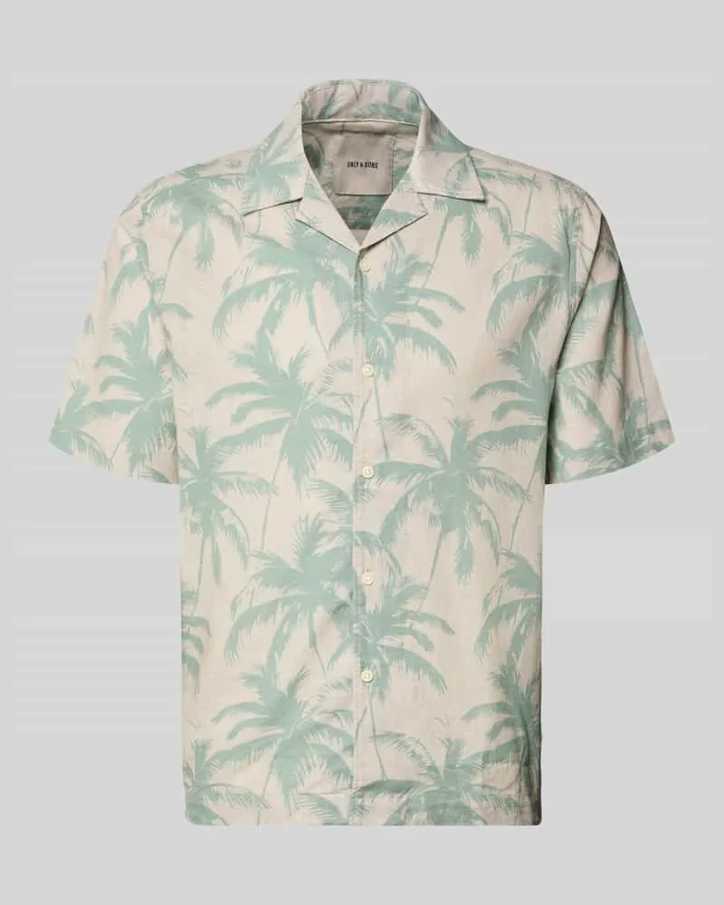 Only & Sons Regular Fit Freizeithemd aus Baumwoll-Leinenn-Mix Modell 'CAIDEN Beige