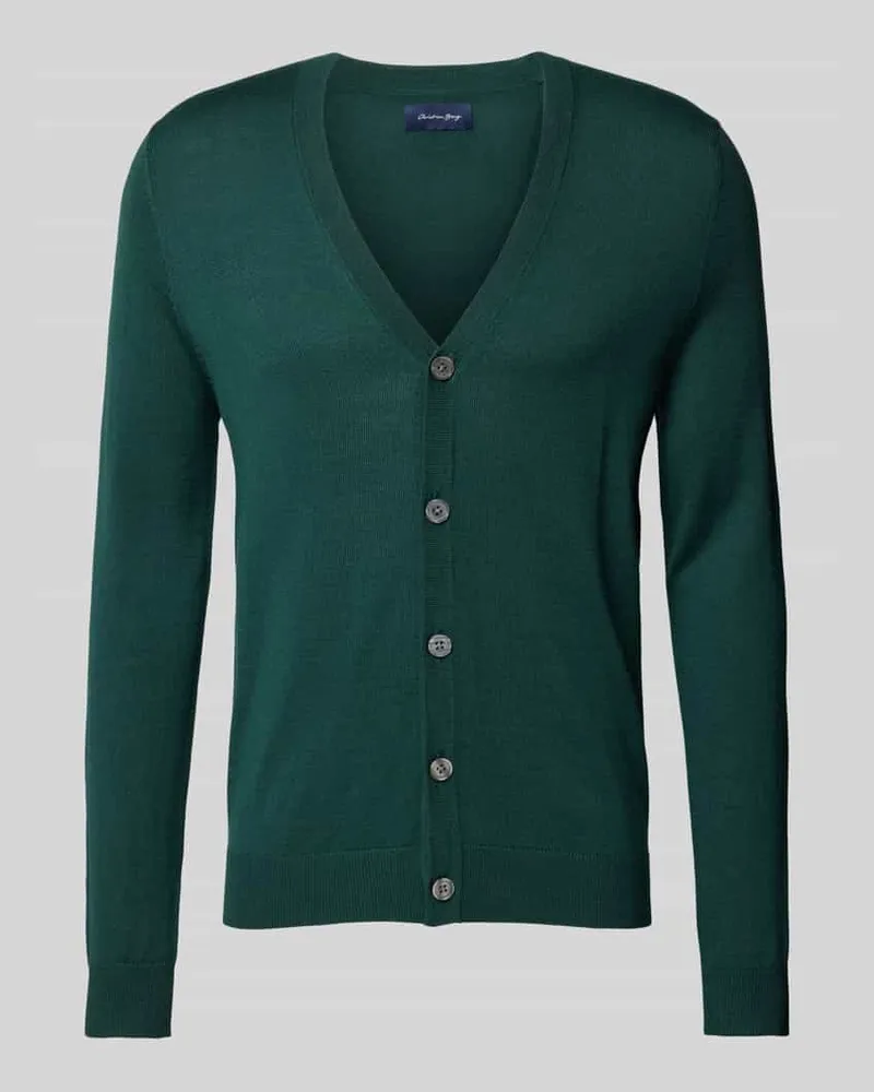 Christian Berg Slim Fit Cardigan aus Woll-Mix mit V-Ausschnitt 