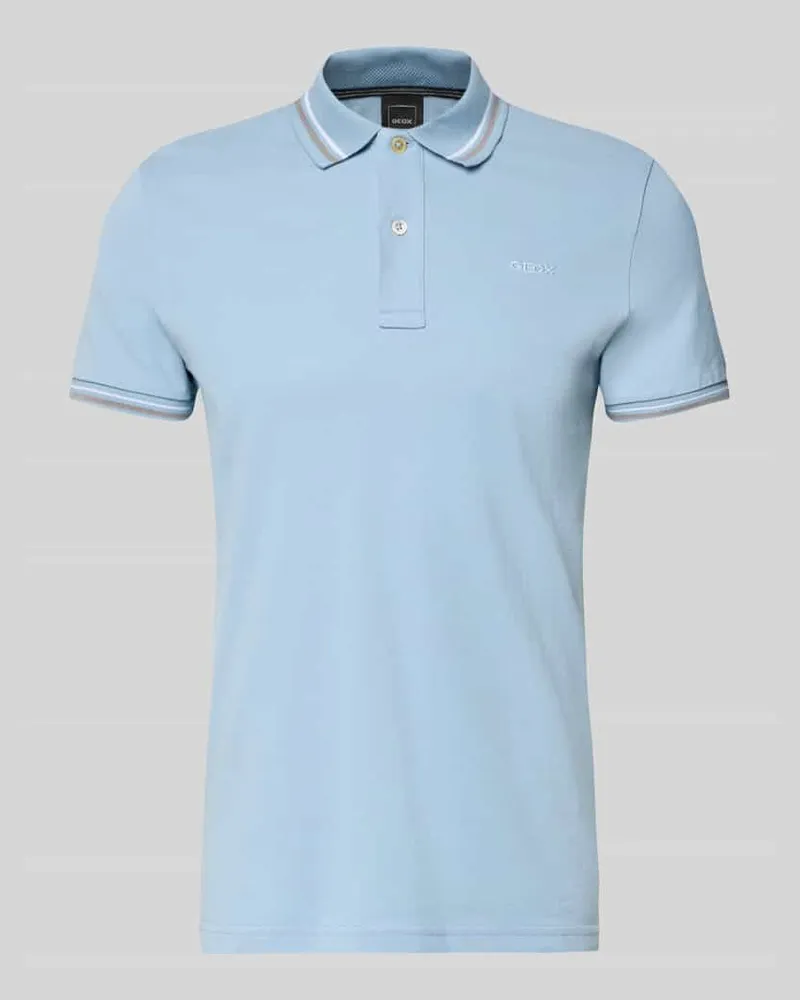 Geox Slim Fit Poloshirt mit Kontraststreifen Hellblau