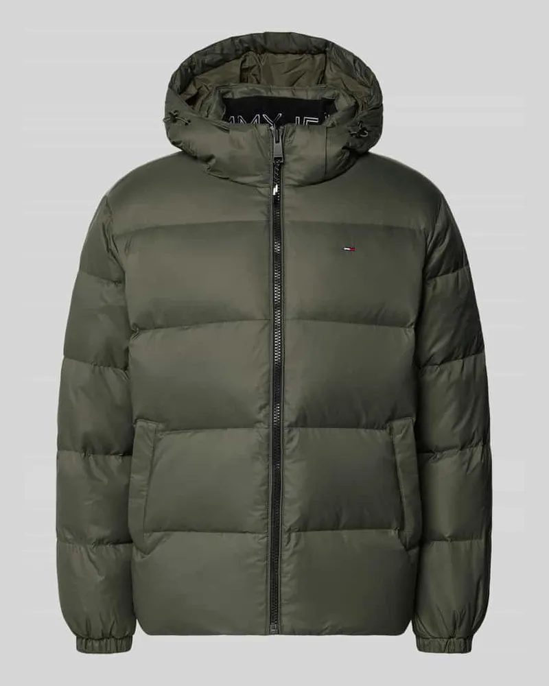 Tommy Hilfiger Regular Fit Daunenjacke mit Logo Stitching Dunkelgruen