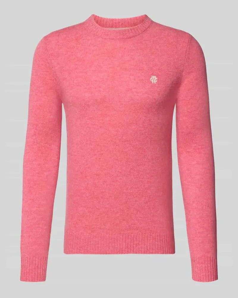 McNeal Slim Fit Strickpullover aus reiner Wolle mit Label-Stitching Fuchsia