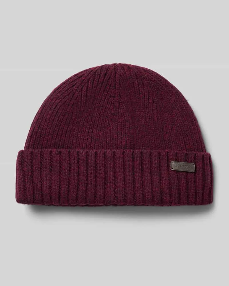 Barbour Beanie mit Logo-Patch Bordeaux