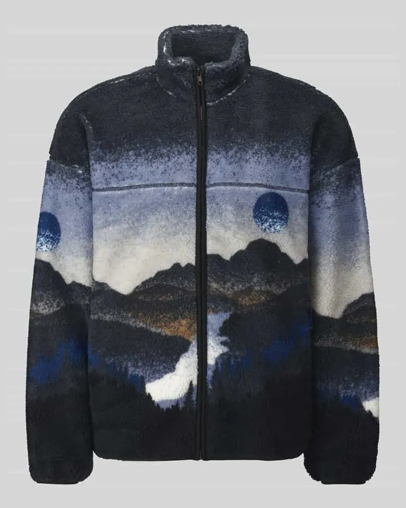 Only & Sons Oversized Teddy- / Webpelzjacke mit Motiv-Print Modell 'ADAM Marine