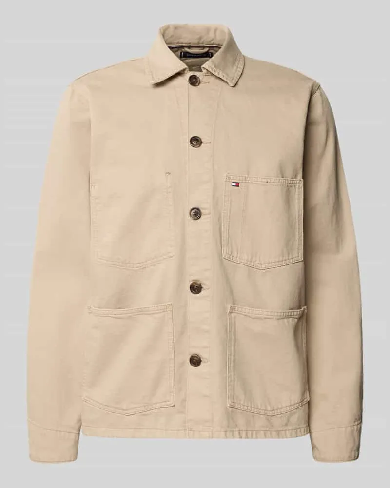 Tommy Hilfiger Regular Fit Hemdjacke aus reiner Baumwolle Beige
