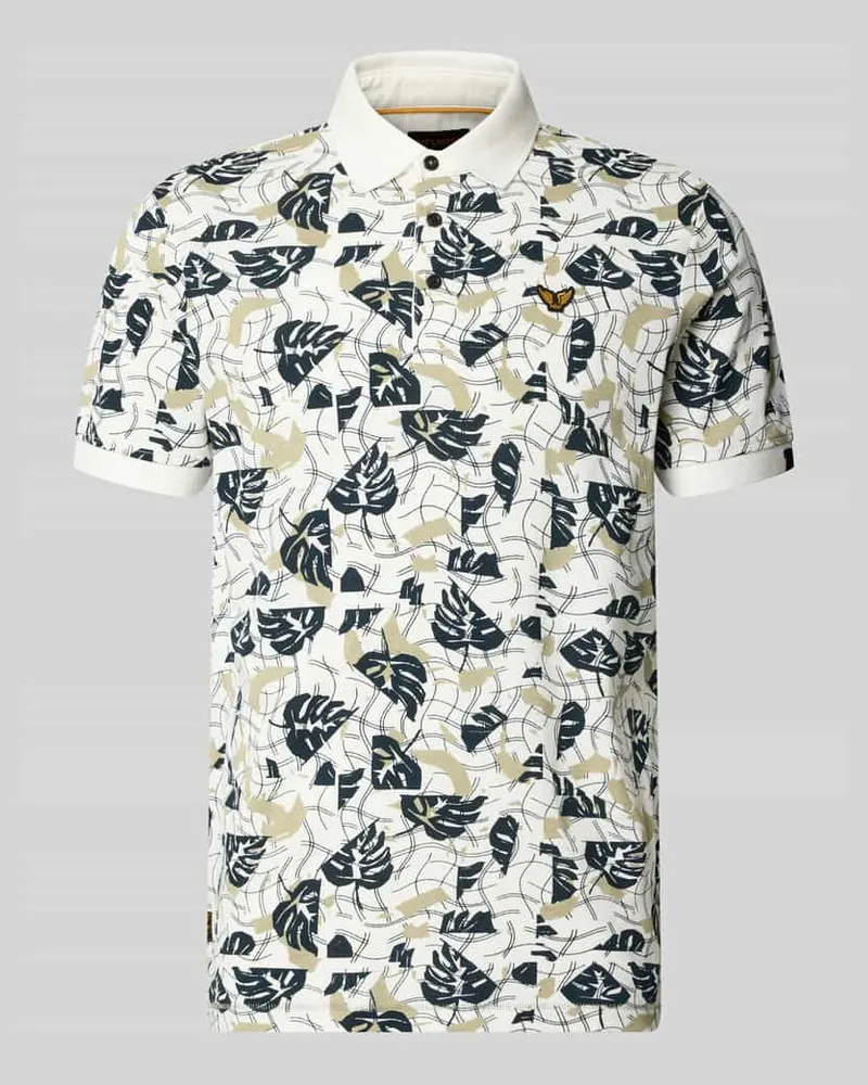 PME Legend Slim Fit Poloshirt im Allover-Look Offwhite