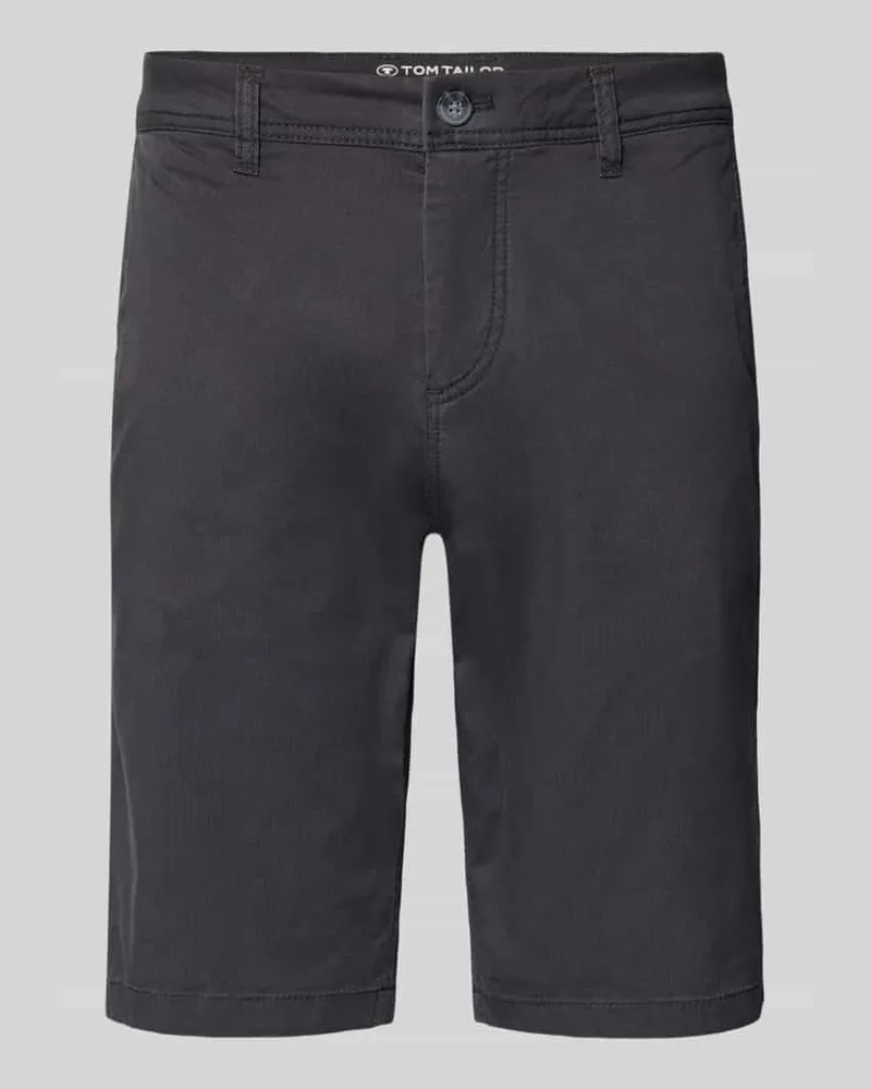 Tom Tailor Slim Fit Chinoshorts aus Baumwoll-Mix Dunkelgrau