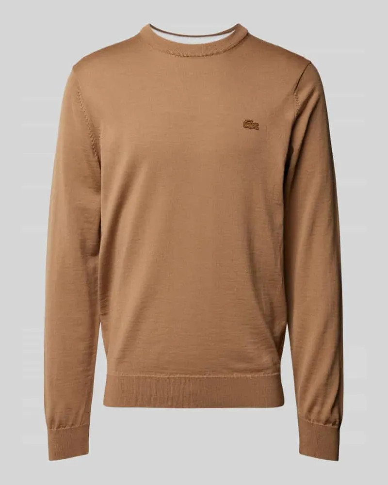 Lacoste Strickpullover aus reiner Wolle mit Logo-Patch 