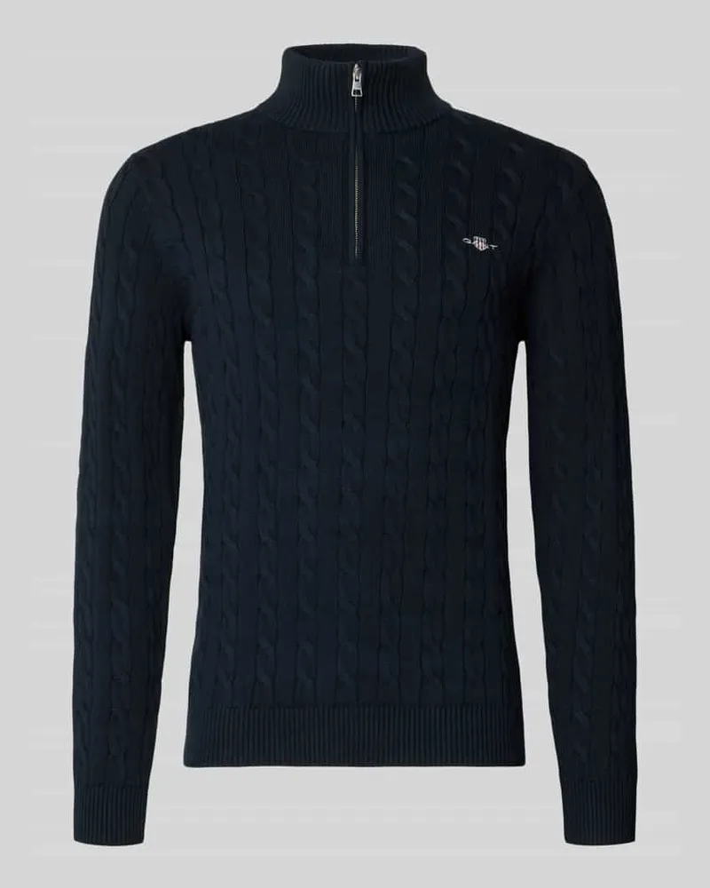 Gant Strickpullover mit gerippten Abschlüssen Marine