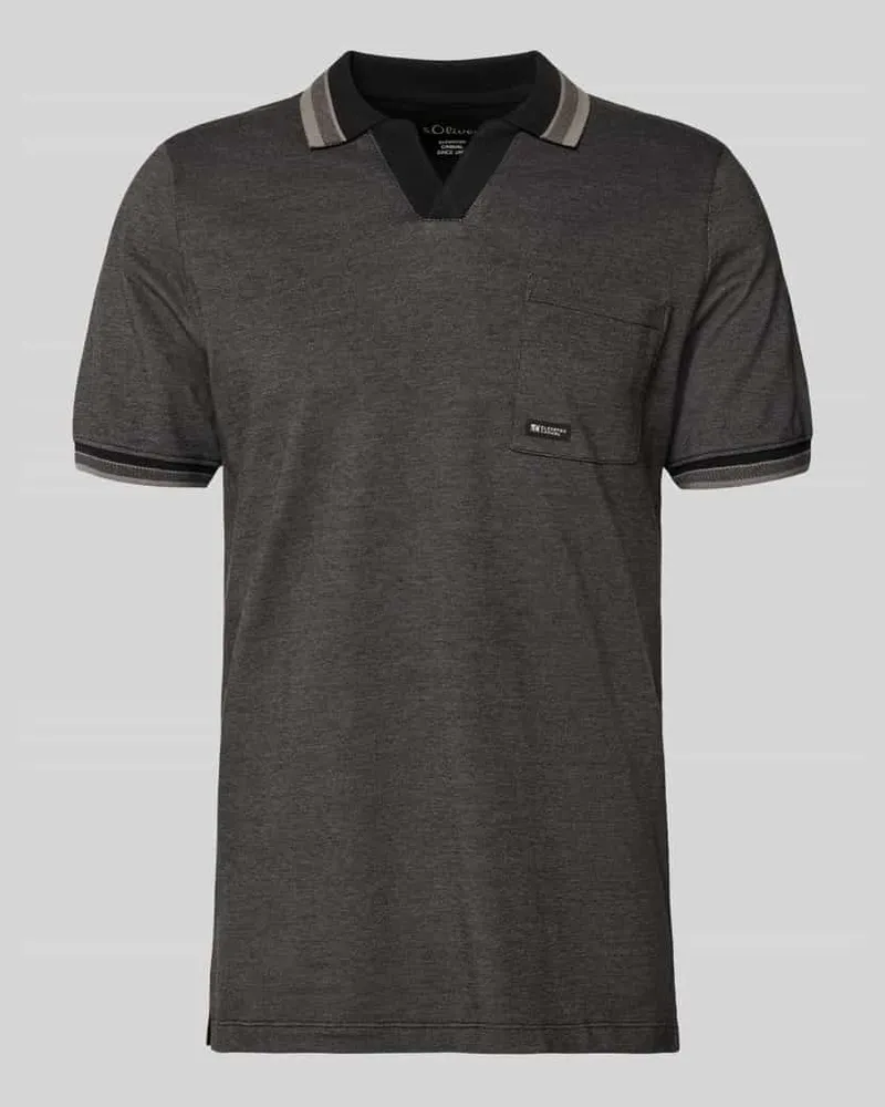 S.Oliver Regular Fit Poloshirt aus reiner Baumwolle Modell 'OPEN COLLAR POLO Anthrazit