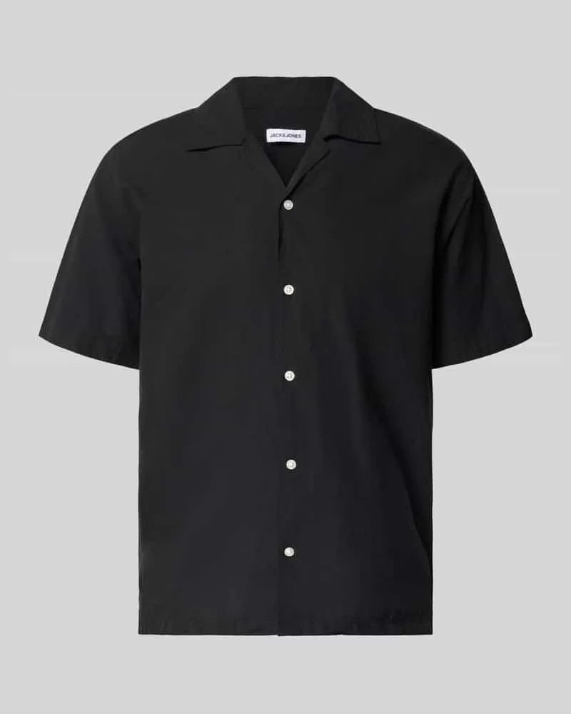 Jack & Jones Regular Fit Freizeithemd aus Baumwoll-Leinen-Mix Black