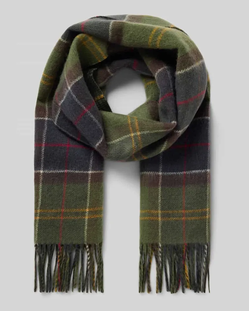 Barbour Schal mit Fransenabschluss Oliv