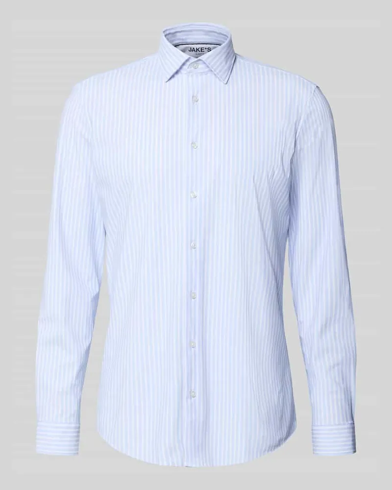 JAKE*S Slim Fit Business-Hemd mit Kentkragen Bleu