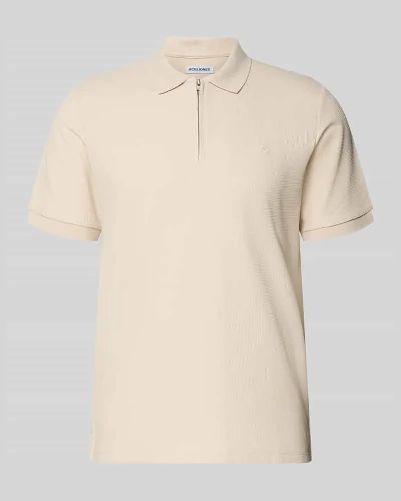 Jack & Jones Regular Fit Poloshirt mit Reißverschluss Modell 'AUSTIN Beige