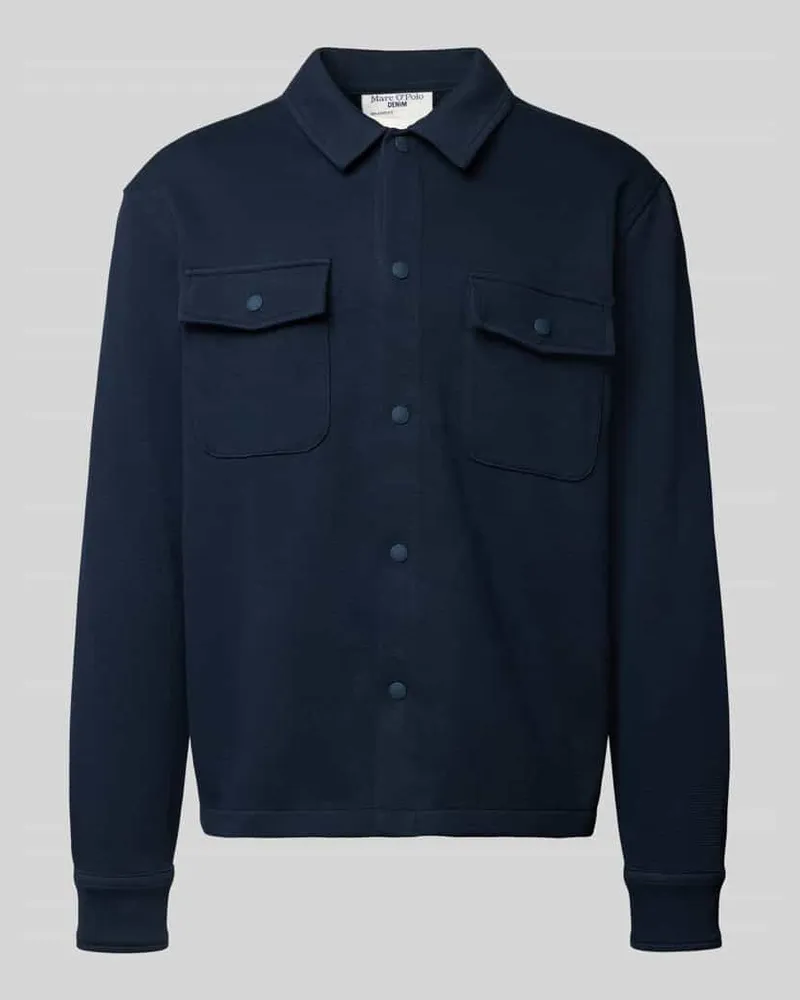 Marc O'Polo Relaxed Fit Hemdjacke aus reiner Baumwolle Marine