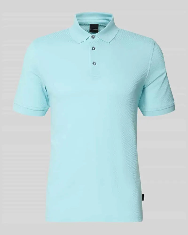 Bugatti Slim Fit Poloshirt mit Strukturmuster Aqua