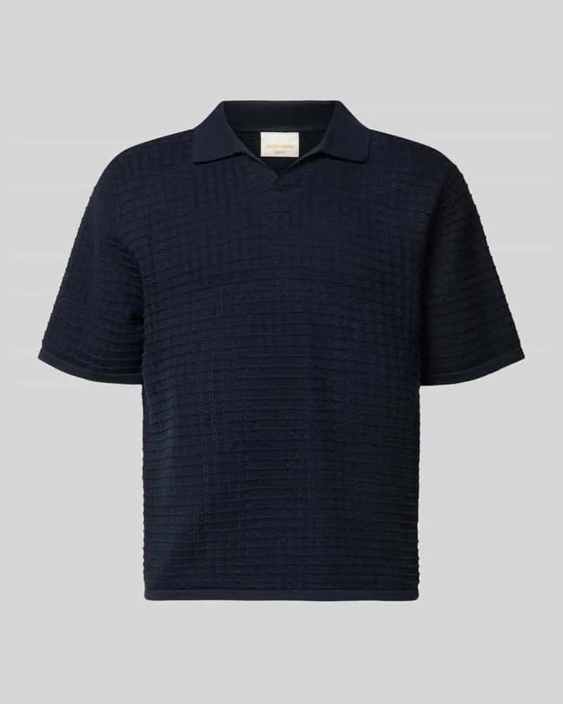 Jack & Jones Regular Fit Poloshirt mit V-Ausschnitt Marine