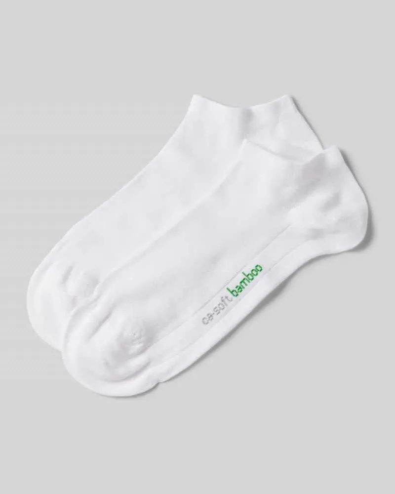 Camano Sneakersocken mit Label-Stitching Modell 'Bamboo' im 2er-Pack 