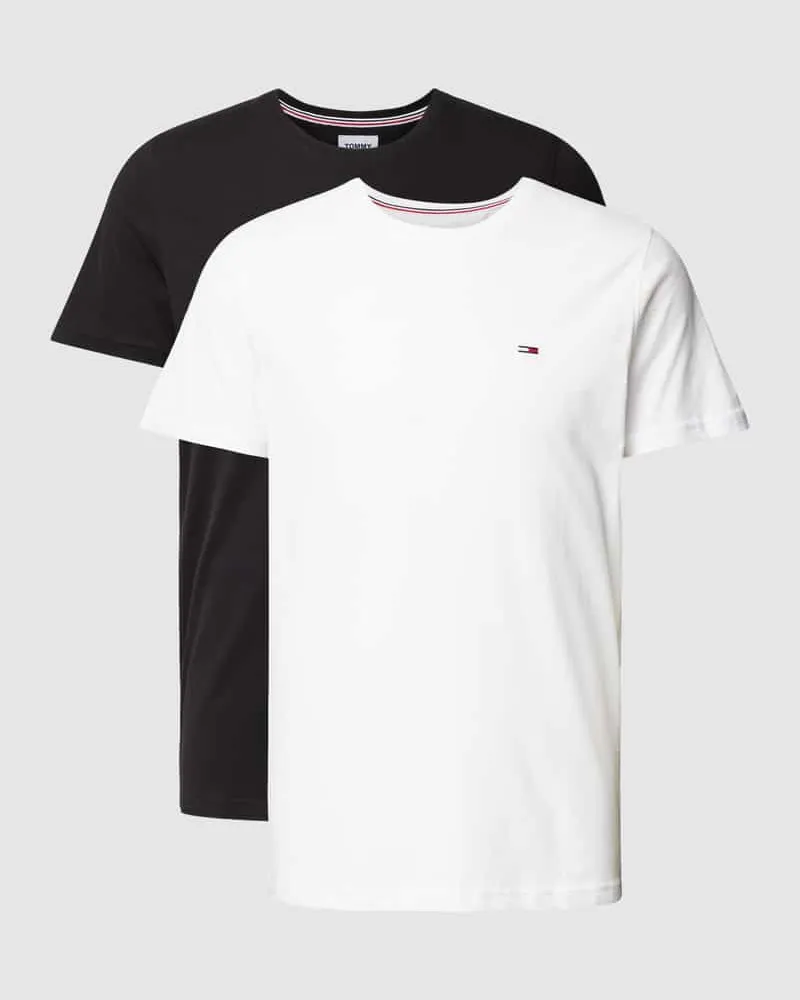 Tommy Hilfiger Slim Fit T-Shirt mit Label-Stitching im 2er-Pack 