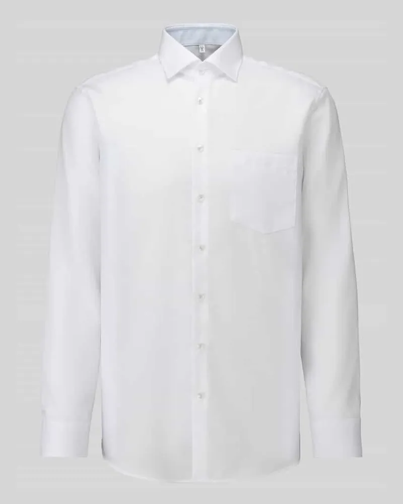 Seidensticker Regular Fit Businesshemd aus reiner Baumwolle Modell 'New Kent Patch Weiss