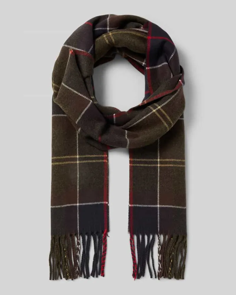 Barbour Schal mit Fransen Oliv